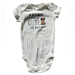 Carter’s Baby Being Cute White Short Sleeve Dog Onesie | 3M
